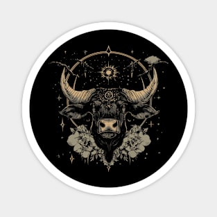 Taurus Zodiac - Art Nouveau Line Art Gold Magnet